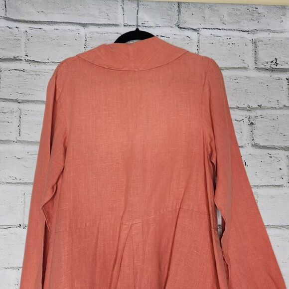 Bryn Walker Womens Coral 100% Linen Button Front Barnaby Lagenlook Jacket Medium - Picture 8 of 13